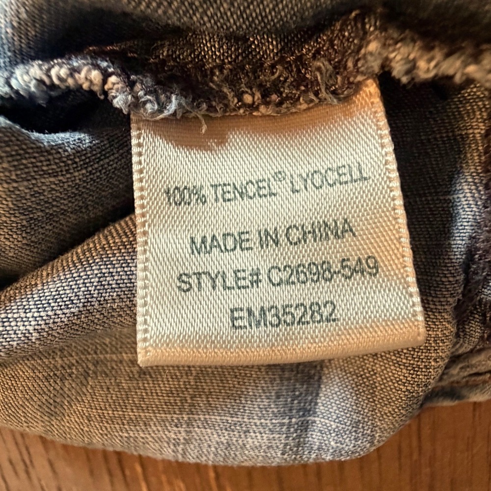 Cloth & Stone Womens Blue Tencel Lyocell Chambray Roll Tab Button Down Shirt M - Picture 4 of 10